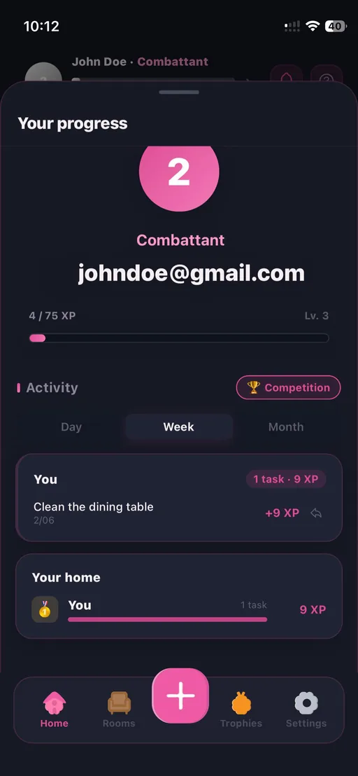 Dopami XP statistics screen